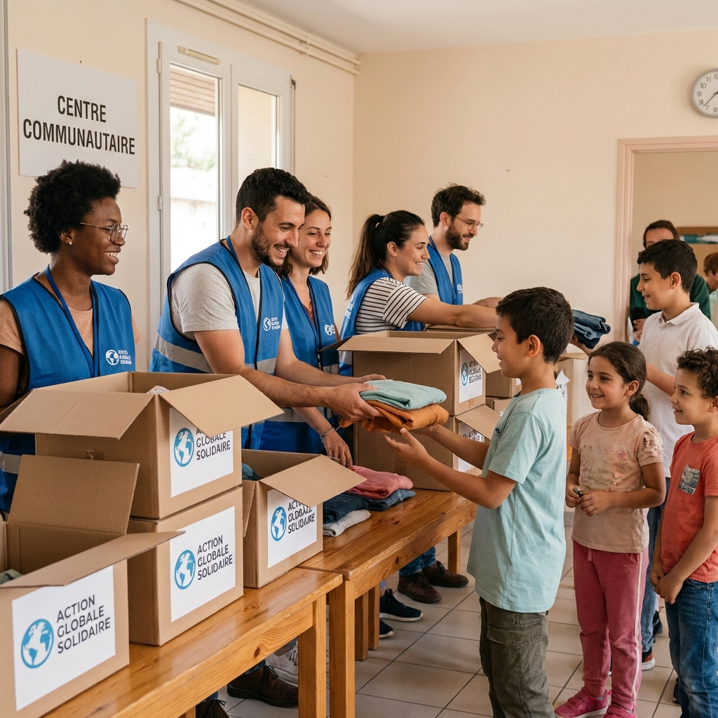 Distribution de vêtements pour les enfants